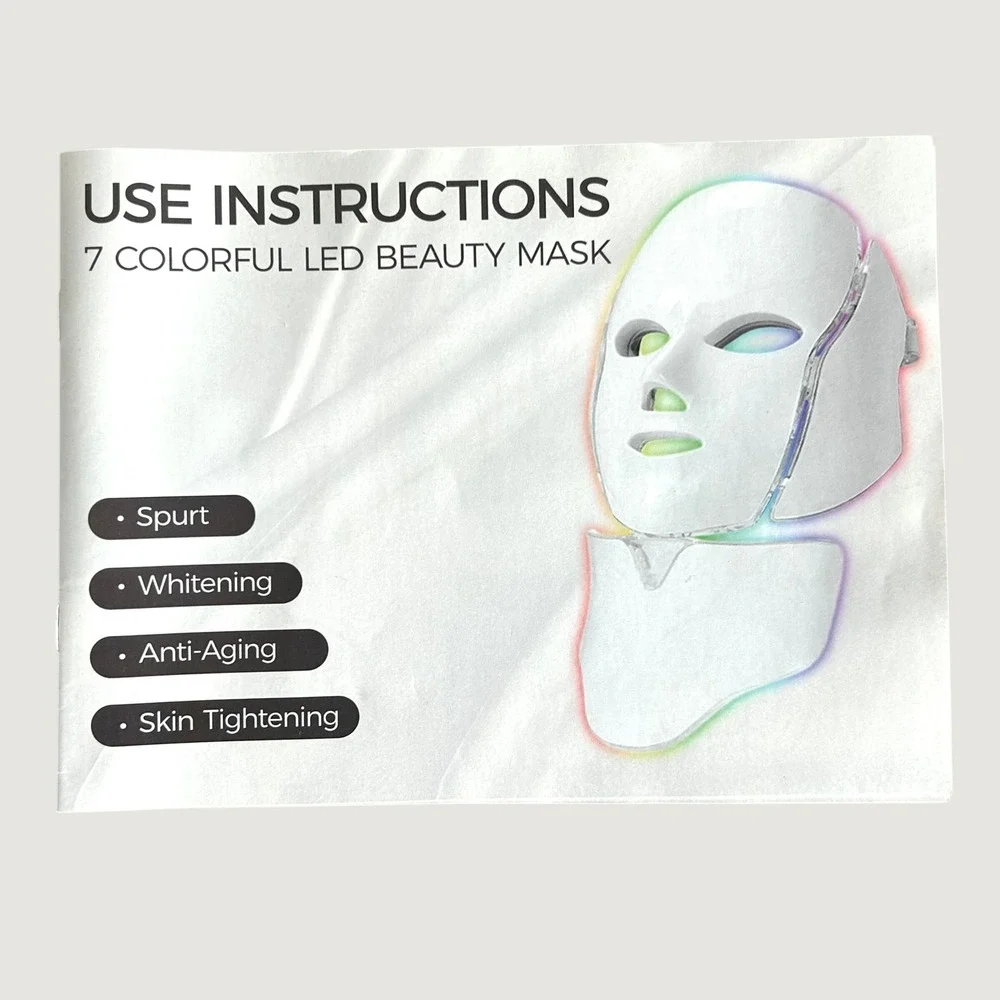 7 Color LED Beauty Mask Photon Light Therapy Face Neck Skin Rejuvenation White